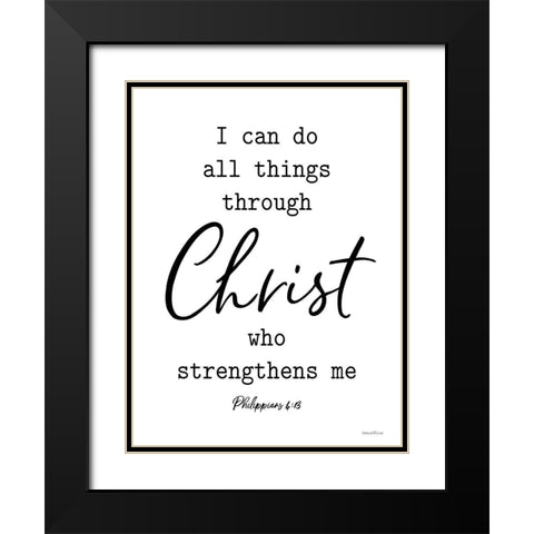 I Can Do All Things Black Modern Wood Framed Art Print with Double Matting by lettered And lined