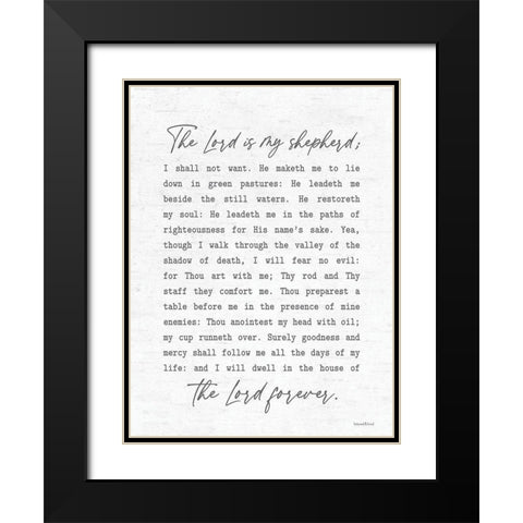 The Lord is My Shepherd Black Modern Wood Framed Art Print with Double Matting by lettered And lined