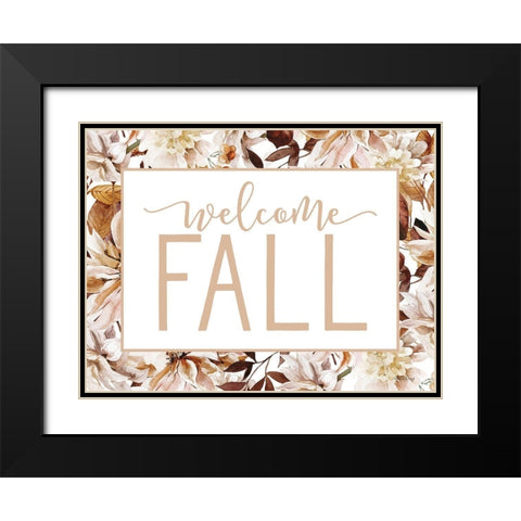Welcome Fall Black Modern Wood Framed Art Print with Double Matting by Lettered and Lined