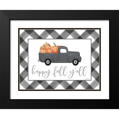 Happy Fall Yall Black Modern Wood Framed Art Print with Double Matting by Lettered and Lined