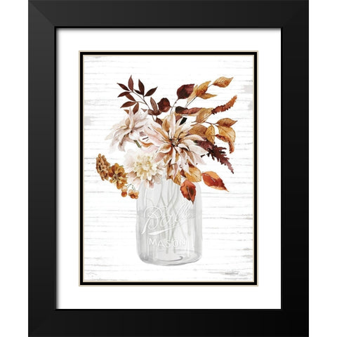 Autumn Floral I Black Modern Wood Framed Art Print with Double Matting by lettered And lined
