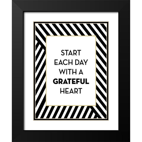 Start Each Day Black Modern Wood Framed Art Print with Double Matting by Lettered and Lined