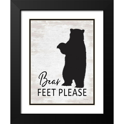Bear Feet Please Black Modern Wood Framed Art Print with Double Matting by lettered And lined