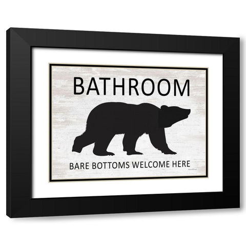 Bare Bottoms Welcome Here Black Modern Wood Framed Art Print with Double Matting by lettered And lined