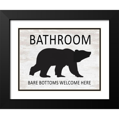 Bare Bottoms Welcome Here Black Modern Wood Framed Art Print with Double Matting by lettered And lined