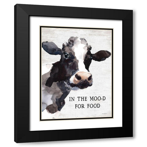 In the Moo-d for Food Black Modern Wood Framed Art Print with Double Matting by lettered And lined