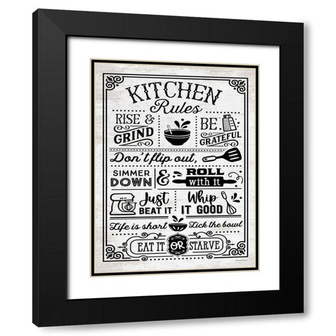 Kitchen Rules Black Modern Wood Framed Art Print with Double Matting by lettered And lined