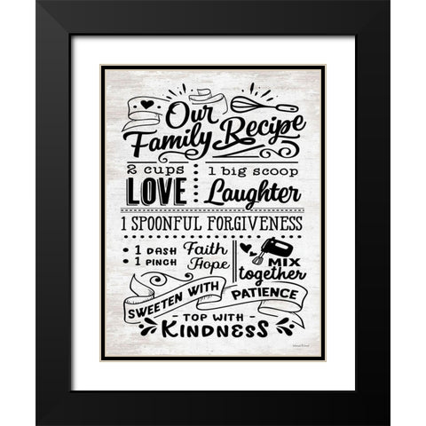 Our Family Recipe Black Modern Wood Framed Art Print with Double Matting by lettered And lined