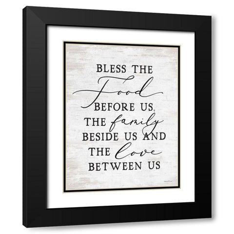 Bless the Food Before Us Black Modern Wood Framed Art Print with Double Matting by lettered And lined