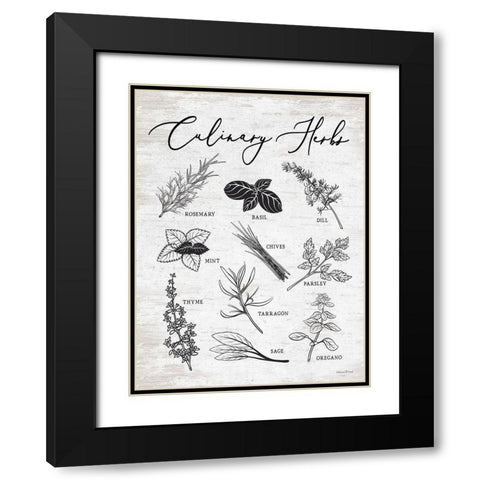 Culinary Herbs Black Modern Wood Framed Art Print with Double Matting by lettered And lined