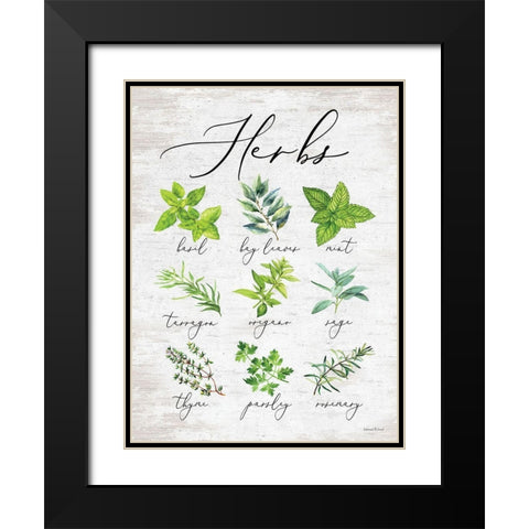 Herbs Black Modern Wood Framed Art Print with Double Matting by lettered And lined