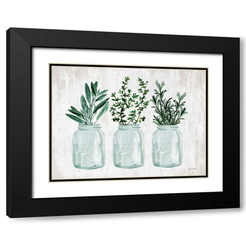Herb Trio Black Modern Wood Framed Art Print with Double Matting by lettered And lined