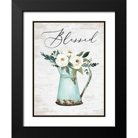 Blessed Black Modern Wood Framed Art Print with Double Matting by lettered And lined