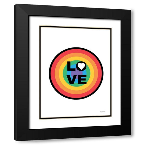 Rainbow Love Circle Black Modern Wood Framed Art Print with Double Matting by lettered And lined