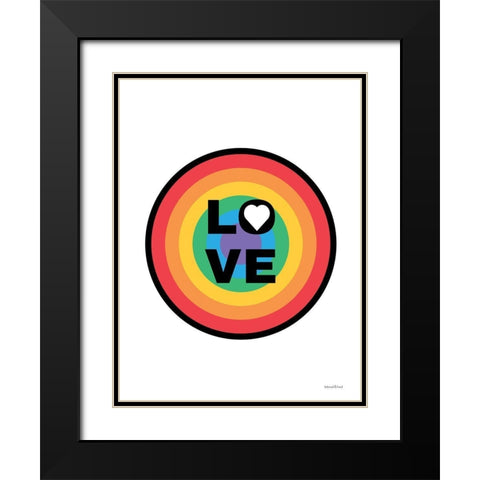 Rainbow Love Circle Black Modern Wood Framed Art Print with Double Matting by lettered And lined