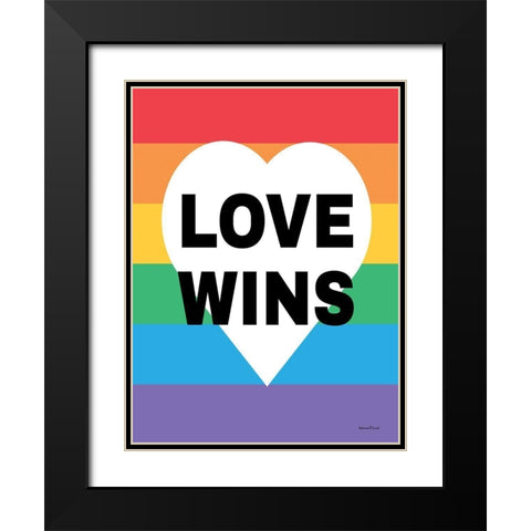 Rainbow Love Wins Black Modern Wood Framed Art Print with Double Matting by lettered And lined