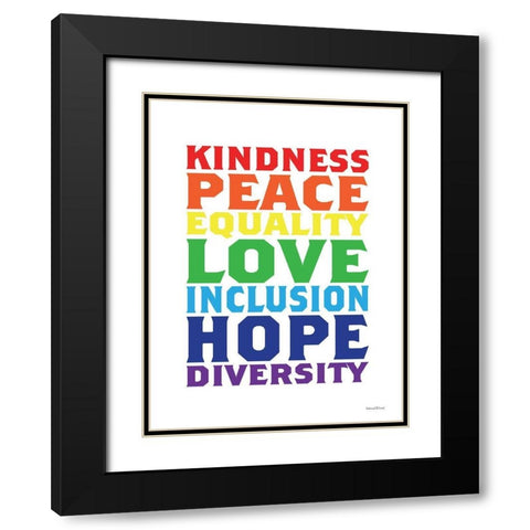 Rainbow Equality Black Modern Wood Framed Art Print with Double Matting by lettered And lined
