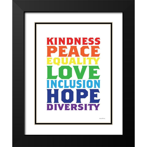 Rainbow Equality Black Modern Wood Framed Art Print with Double Matting by lettered And lined