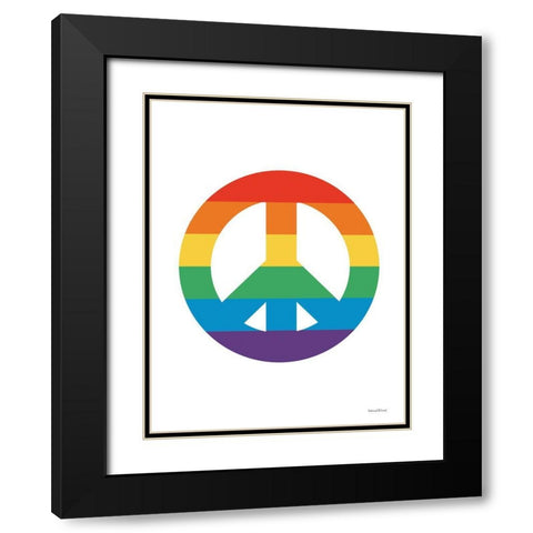 Rainbow Peace Black Modern Wood Framed Art Print with Double Matting by lettered And lined