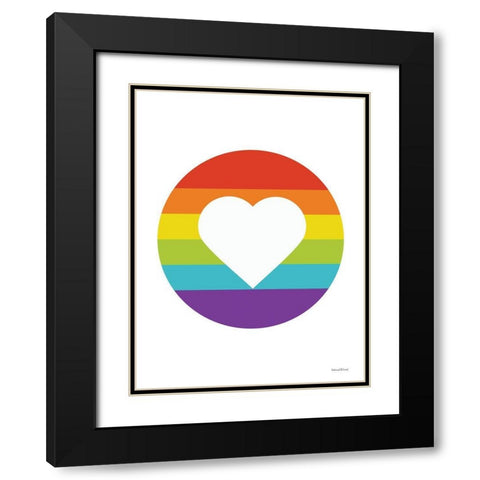 Rainbow Heart Black Modern Wood Framed Art Print with Double Matting by lettered And lined