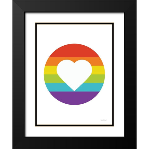 Rainbow Heart Black Modern Wood Framed Art Print with Double Matting by lettered And lined