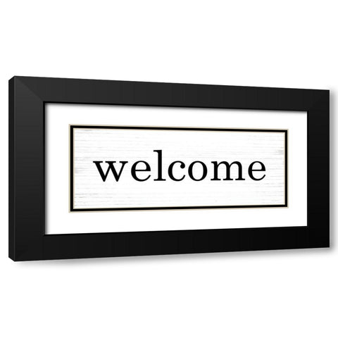 Welcome Black Modern Wood Framed Art Print with Double Matting by Lettered and Lined