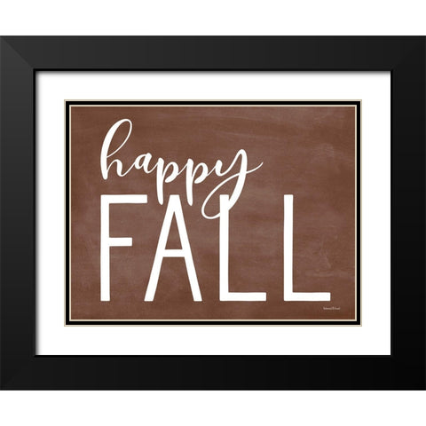 Happy Fall Black Modern Wood Framed Art Print with Double Matting by Lettered And Lined