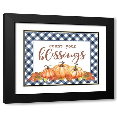Count Your Blessings Black Modern Wood Framed Art Print with Double Matting by Lettered And Lined
