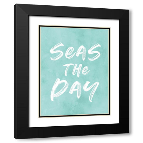 Seas the Day Black Modern Wood Framed Art Print with Double Matting by Lettered and Lined