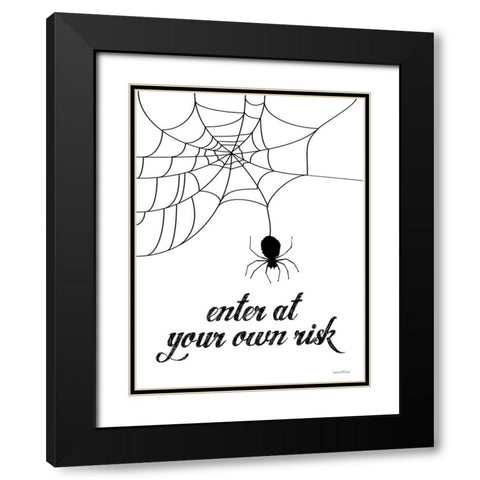 Enter At Your Own Risk Black Modern Wood Framed Art Print with Double Matting by Lettered and Lined