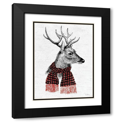 Holiday Reindeer   Black Modern Wood Framed Art Print with Double Matting by lettered and lined