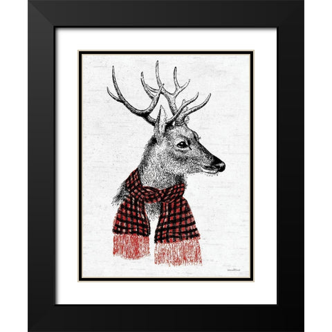 Holiday Reindeer   Black Modern Wood Framed Art Print with Double Matting by lettered and lined
