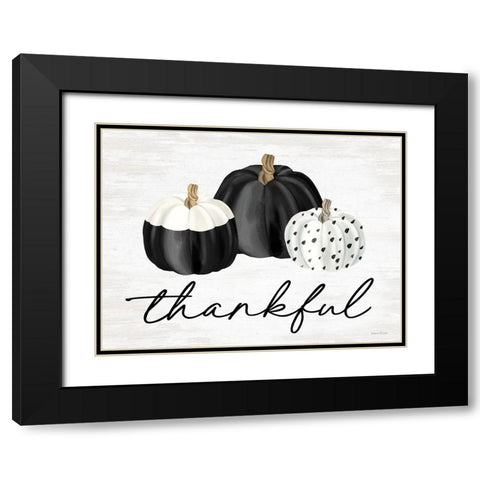 Thankful Black Modern Wood Framed Art Print with Double Matting by Lettered And Lined