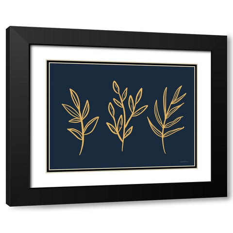 Autumn Leaves Black Modern Wood Framed Art Print with Double Matting by Lettered And Lined