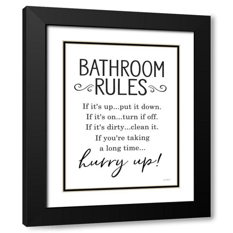 Bathroom Rules Black Modern Wood Framed Art Print with Double Matting by Lettered And Lined