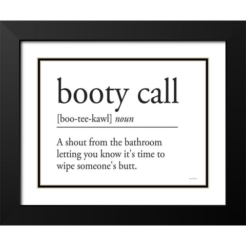 Booty Call Black Modern Wood Framed Art Print with Double Matting by Lettered And Lined