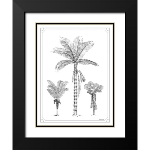 Palm Trio Black Modern Wood Framed Art Print with Double Matting by Lettered And Lined