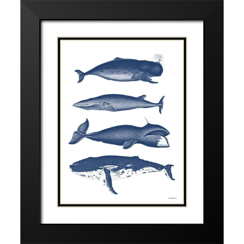 Whales Black Modern Wood Framed Art Print with Double Matting by Lettered And Lined