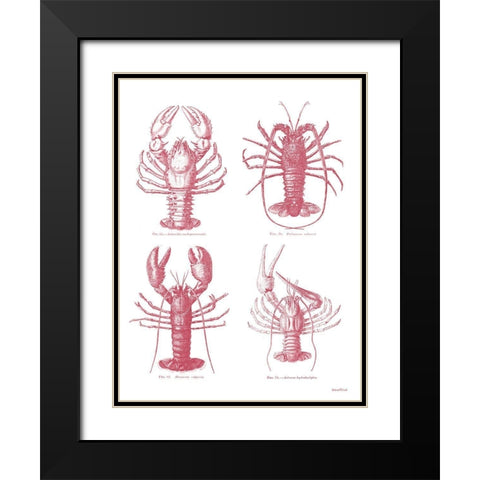 Lobsters Black Modern Wood Framed Art Print with Double Matting by Lettered And Lined