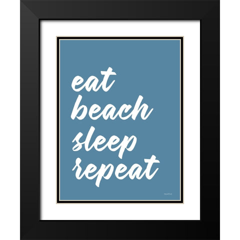 Eat Beach Sleep Repeat Black Modern Wood Framed Art Print with Double Matting by Lettered And Lined