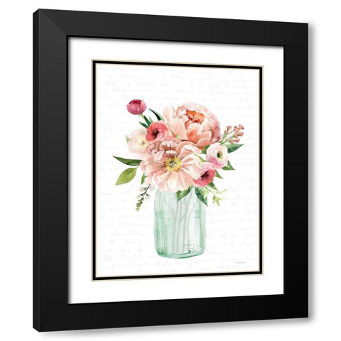 Spring Floral II Black Modern Wood Framed Art Print with Double Matting by Lettered And Lined