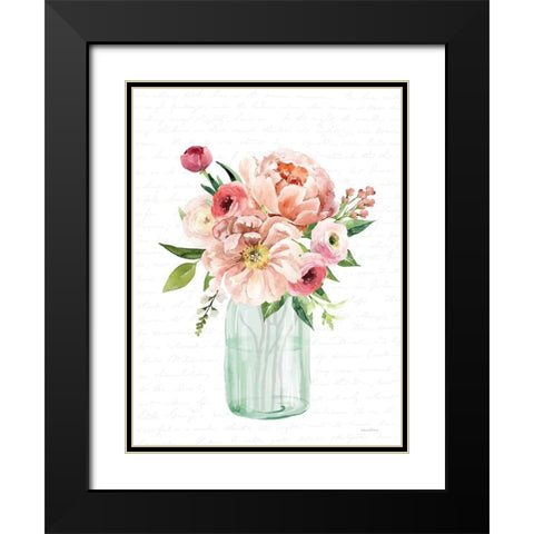 Spring Floral II Black Modern Wood Framed Art Print with Double Matting by Lettered And Lined