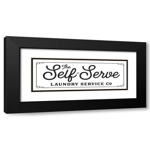 Self Serve Laundry Black Modern Wood Framed Art Print with Double Matting by Lettered And Lined