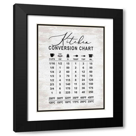 Kitchen Conversion Chart  Black Modern Wood Framed Art Print with Double Matting by Lettered And Lined