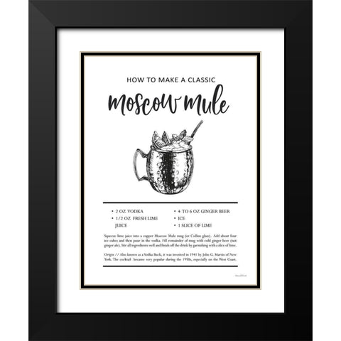 Moscow Mule Black Modern Wood Framed Art Print with Double Matting by Lettered And Lined