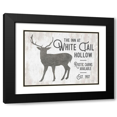 White Tail Hollow Black Modern Wood Framed Art Print with Double Matting by Lettered And Lined