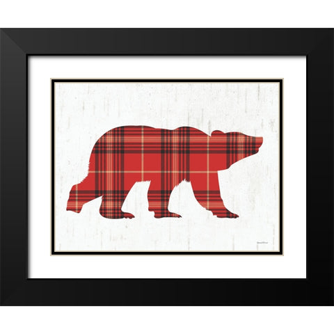 Plaid Bear Black Modern Wood Framed Art Print with Double Matting by Lettered And Lined