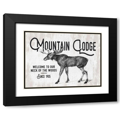 Mountain Lodge Black Modern Wood Framed Art Print with Double Matting by Lettered And Lined