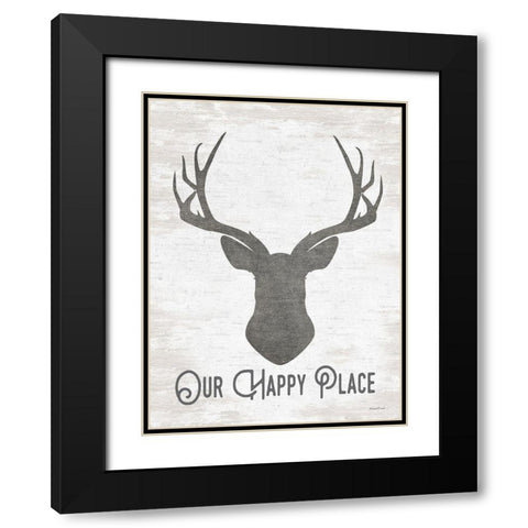 Our Happy Place Black Modern Wood Framed Art Print with Double Matting by Lettered And Lined