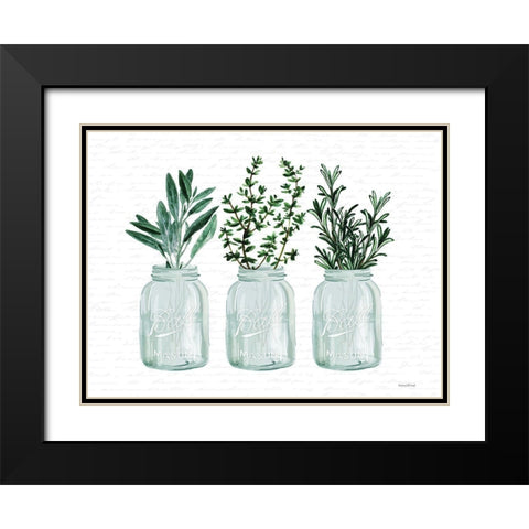 Herbs Black Modern Wood Framed Art Print with Double Matting by lettered and lined
